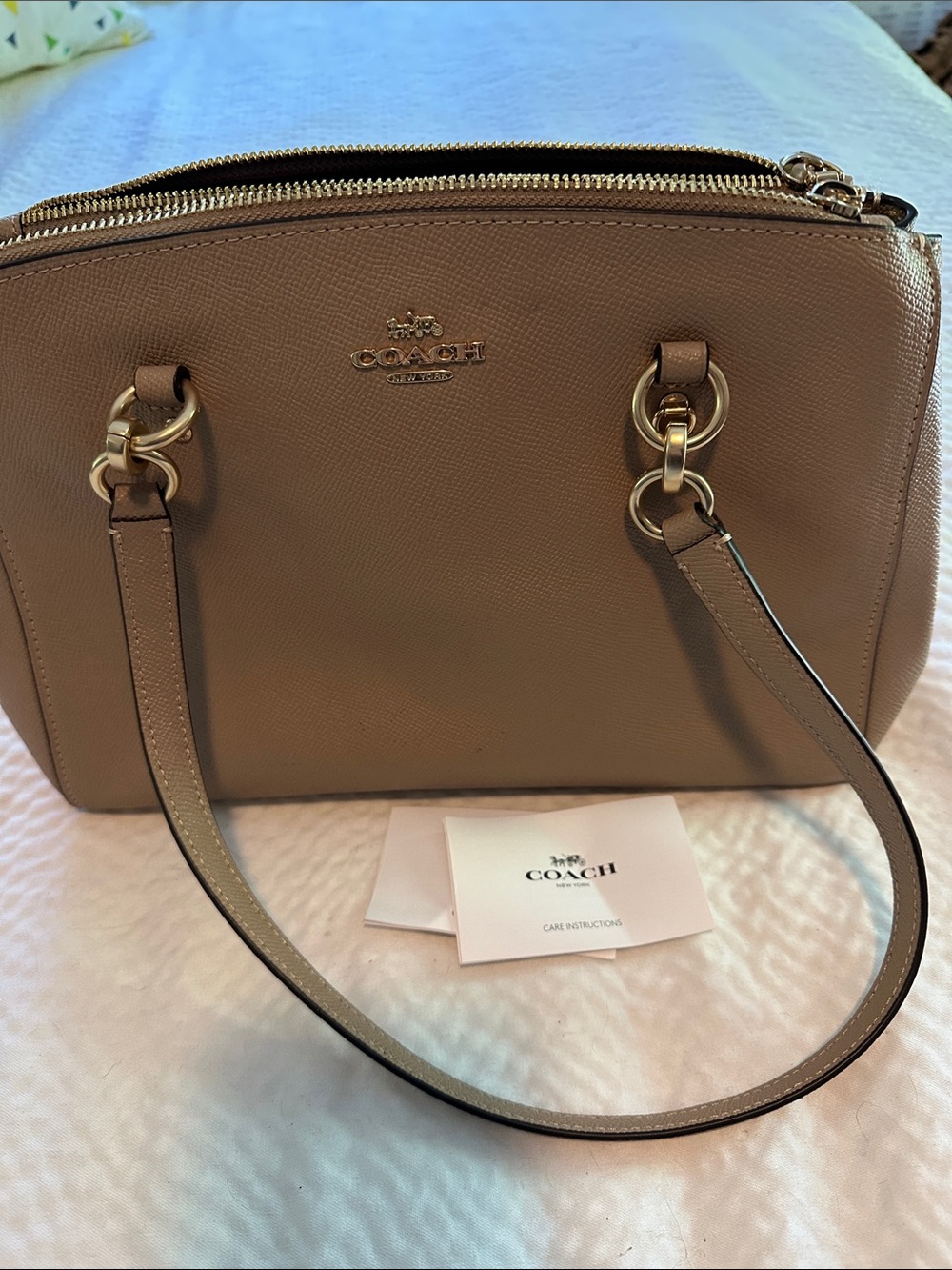 Coach Dome Satchel in Taupe Brown with Gold Hardware